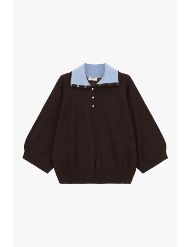 Camisola Dixie com gola contrastante e mangas largas