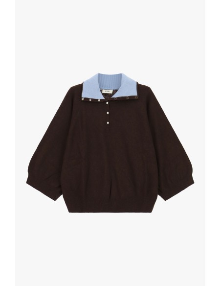 Camisola Dixie com gola contrastante e mangas largas