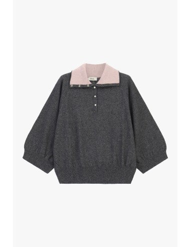 Camisola Dixie com gola contrastante e mangas largas