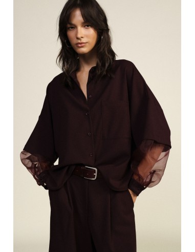 Camisa oversized com mangas transparentes e bolso Dixie