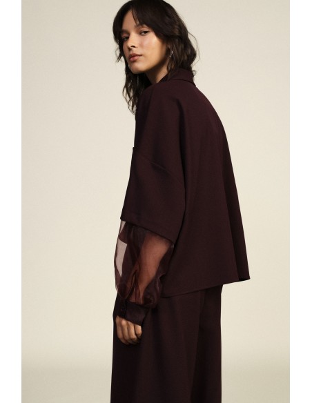 Camisa oversized com mangas transparentes e bolso Dixie