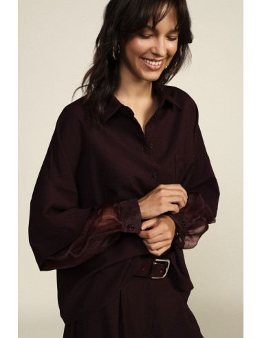Camisa oversized com mangas transparentes e bolso Dixie