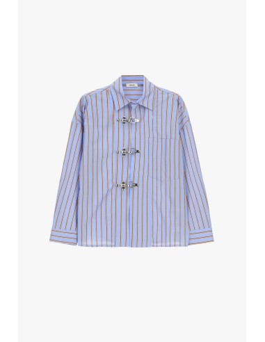 Camisa às riscas com fecho metálico e bolso Dixie