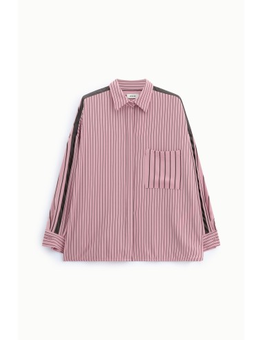 Camisa Oversize às Riscas com Bolso Aplicado Dixie