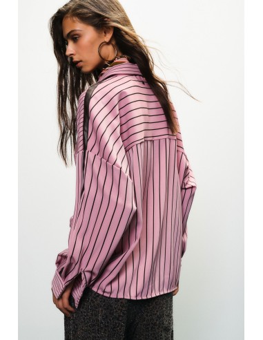 Camisa oversized às riscas com bolso aplicado Dixie