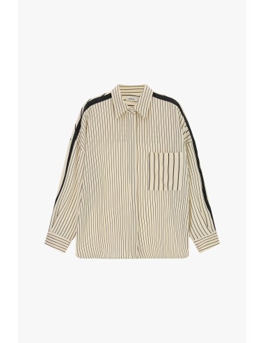Camisa oversized às riscas com bolso aplicado Dixie