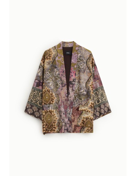 Casaco comprido oversized com estampado geométrico fantasia Dixie