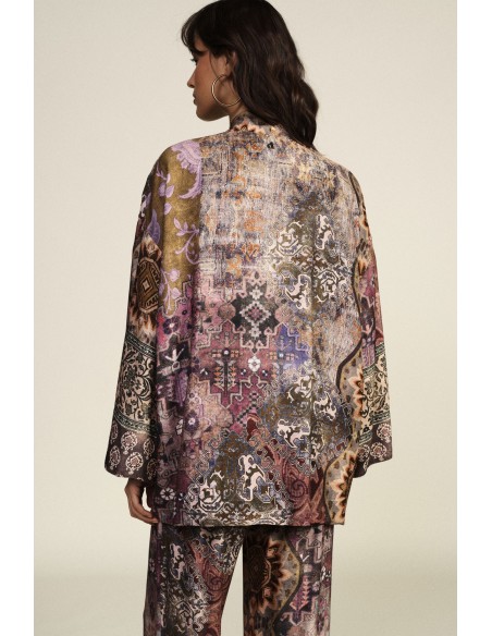 Casaco duster oversize com padrão geométrico Dixie