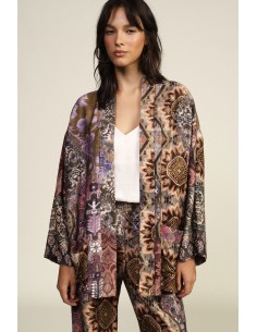 Casaco comprido oversized com padrão geométrico estampado Dixie