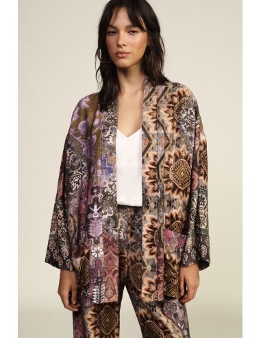 Casaco comprido oversized com padrão geométrico estampado Dixie