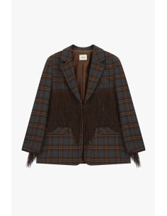 Blazer aos quadrados com franjas decorativas Dixie 2