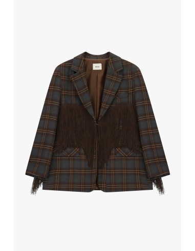 Blazer aos quadrados com franjas decorativas Dixie