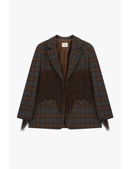Blazer aos quadrados com franjas decorativas Dixie