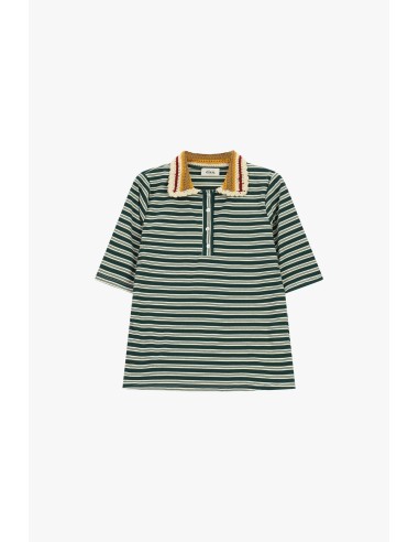 T-shirt às riscas com gola de malha Dixie