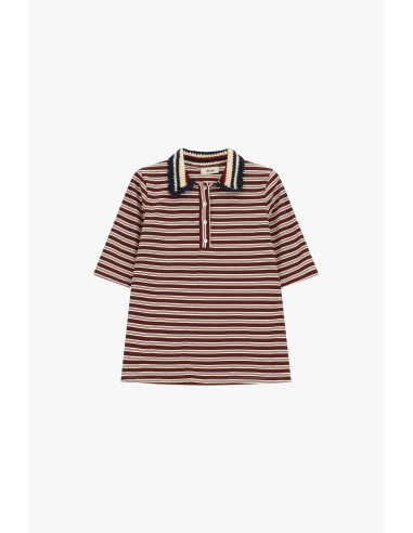 T-Shirt às Riscas com Gola de Malha Dixie