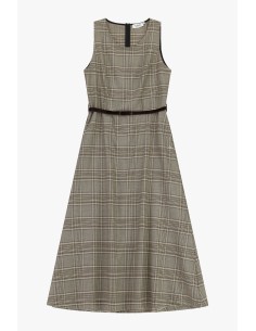 Vestido comprido evasé aos quadrados com cinto Please 2