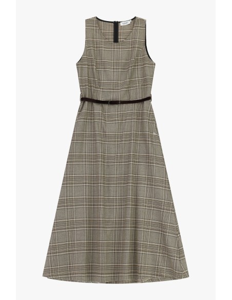 Vestido comprido evasé aos quadrados com cinto Please
