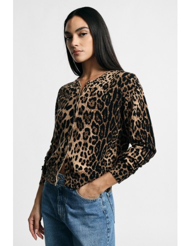 Cardigã com estampado animal e botões frontais Please