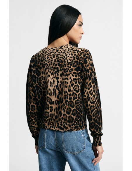 Cardigan com estampado animal e botões frontais Please