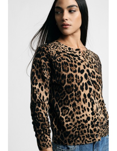 Cardigã com Estampado Animal e Botões Frontais Please
