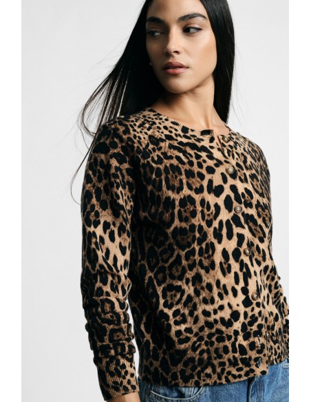 Cardigã com Estampado Animal e Botões Frontais Please