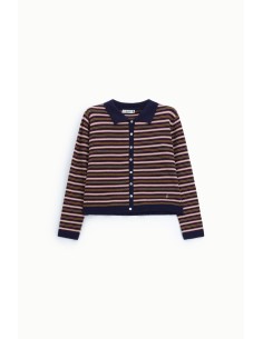 Cardigan às riscas com botões e gola polo Please 2