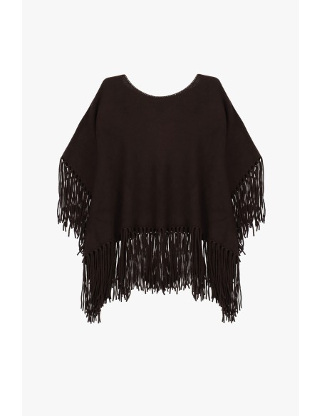 Poncho com franjas nas mangas e na bainha Please