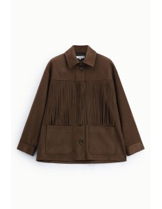 Casaco-camisa com franjas e bolsos frontais Please 2
