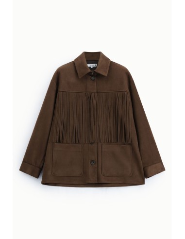 Casaco-camisa com franjas e bolsos frontais Please