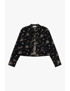 Camisa-Jaqueta Cropped com Padrão Floral e Botões Please 2