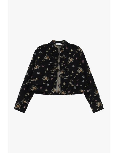 Casaco-camisa cropped com padrão floral e botões Please