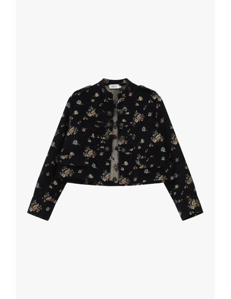 Casaco-camisa cropped com padrão floral e botões Please