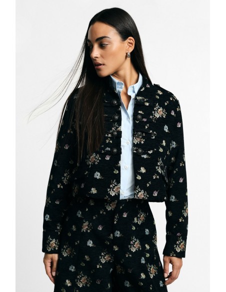 Casaco-camisa cropped com padrão floral e botões Please