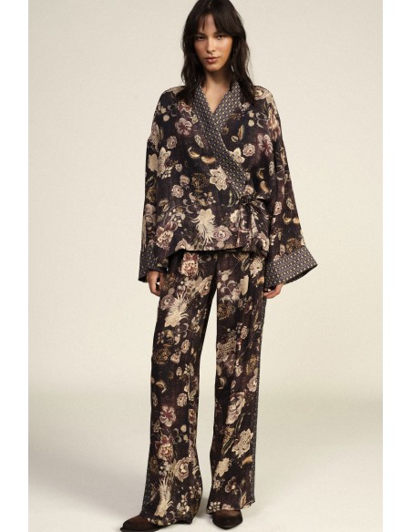 Calças Palazzo de Perna Larga com Estampado Floral Dixie