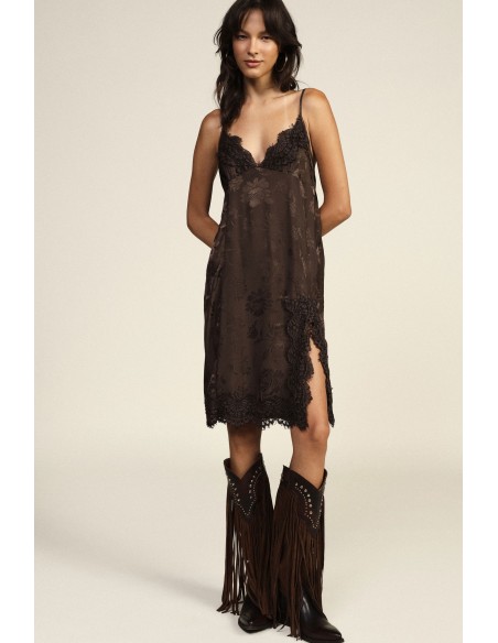 Vestido curto com inserções de renda e alças finas Dixie