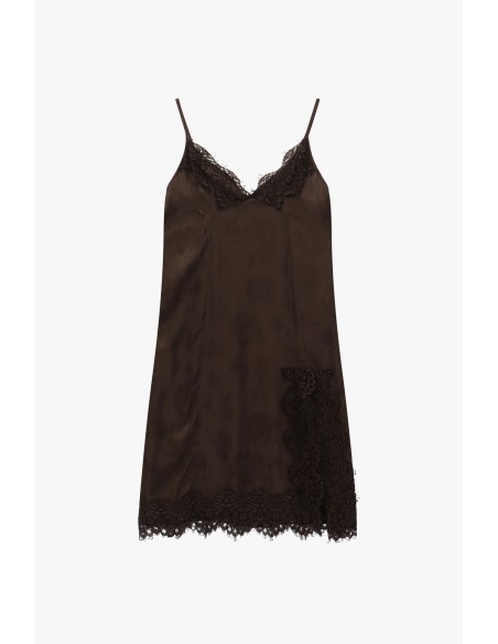 Vestido curto com aplicações de renda e alças finas Dixie