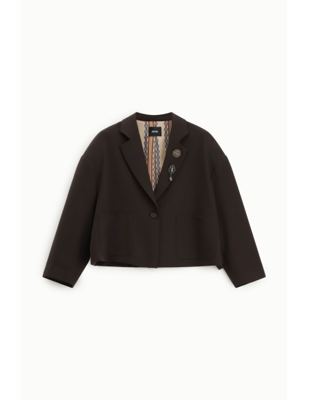 Blazer curto com botões decorativos e bolsos frontais Dixie