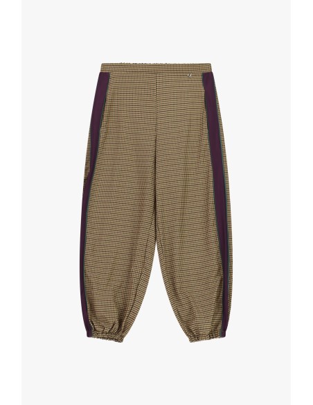 Calças de jogging com padrão microxadrez e faixas laterais Dixie
