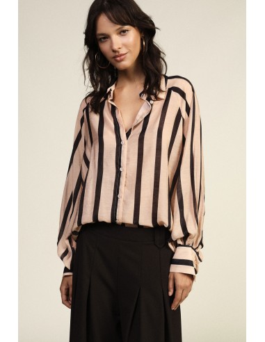 Camisa às riscas com botões e mangas amplas Dixie