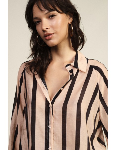 Camisa às riscas com botões e mangas largas Dixie