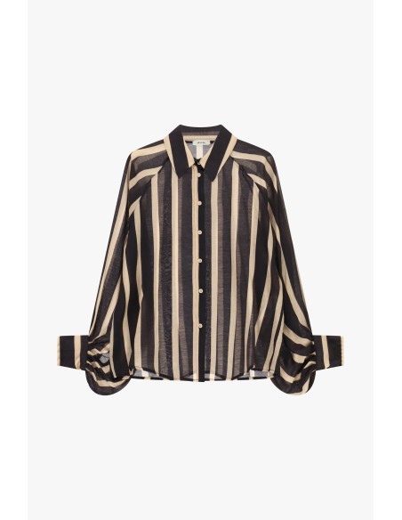 Camisa às riscas com botões e mangas largas Dixie