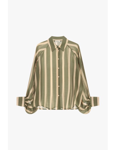 Camisa às riscas com botões e mangas largas Dixie