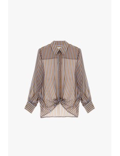Camisa às riscas com nó frontal e mangas largas Dixie 2