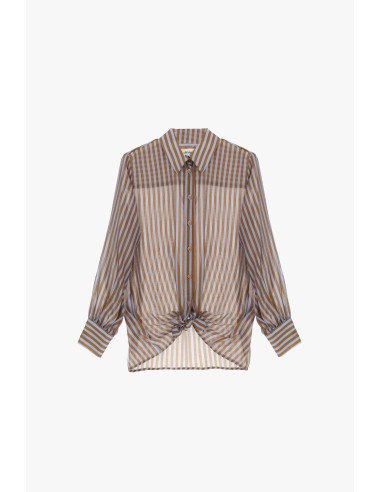 Camisa às riscas com nó à frente e mangas largas Dixie