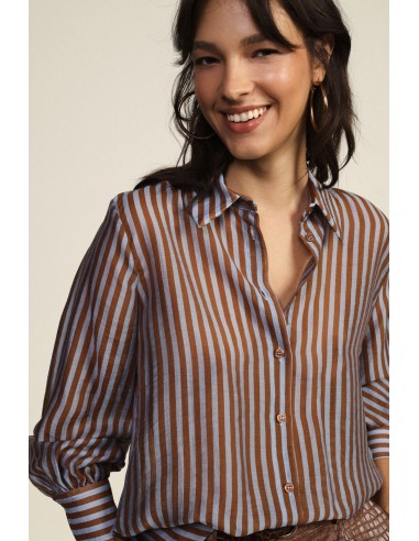 Camisa às riscas com nó frontal e mangas largas Dixie