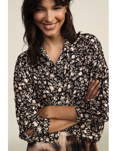 Camisa com padrão floral e nó frontal Dixie