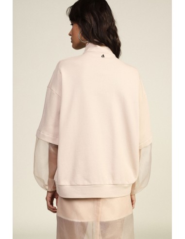Sweatshirt Dixie com mangas balão transparentes e fecho éclair