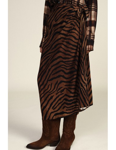 Saia midi cruzada com padrão animalier Dixie