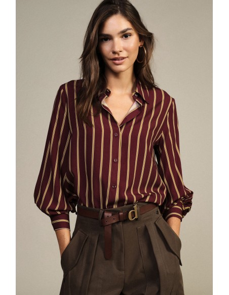 Camisa às riscas verticais com punhos abotoados Dixie