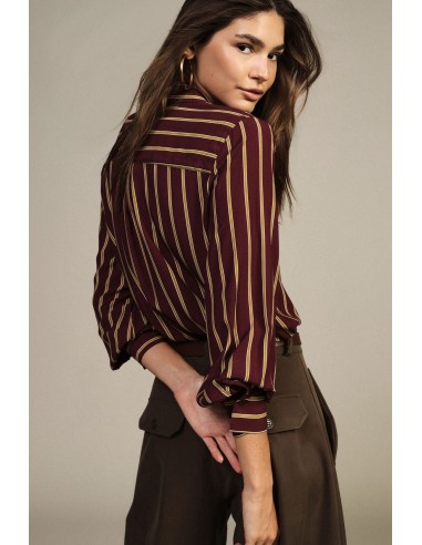 Camisa às Riscas Verticais com Punhos Abotoados Dixie